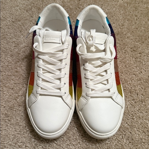 Kurt Geiger Laney stripe crystal rainbow white sneaker shoe size 38.5 - Picture 3 of 8